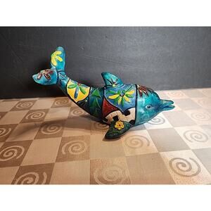 Dolphin Resin Figurine With Multicolored Decorations